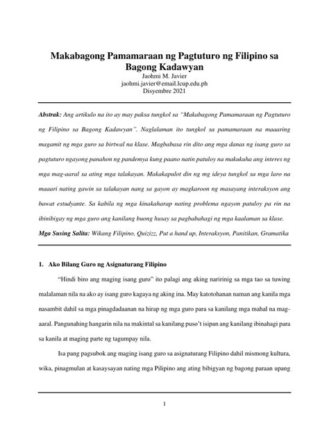 pagtuturo ng wika ay nagiging epektibo kung ang isang. . Pamamaraan sa pagtuturo pdf